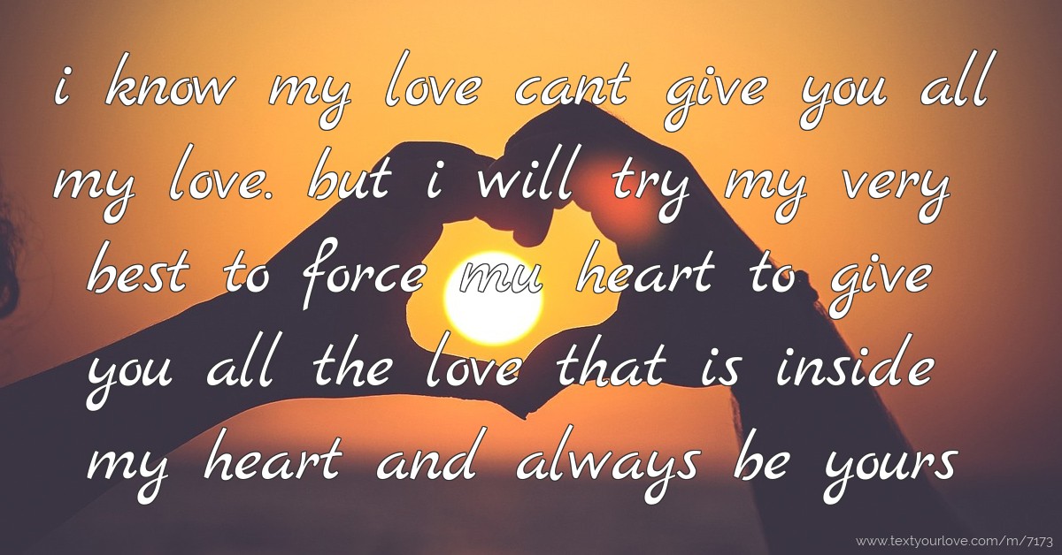 Love It's All That I Can Give To You