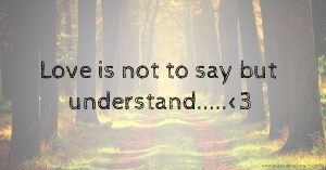 Love is not to say but understand.....<3