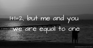 1+1=2, but me and you we are equal to one.