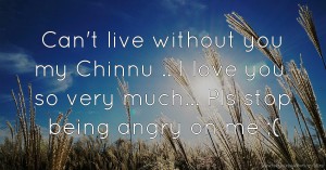 Can't live without you my Chinnu .. I love you so very much... Pls stop being angry on me ;(