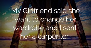 My Girlfriend said she want to change her wardrobe and I sent her a carpenter.
