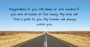 Regardless If you still sleep or are awake If you are at home or far away. My love will find a path to you. My kisses will always catch you.