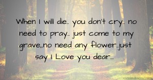 When I will die.. you don't cry.. no need to pray.. just come to my grave,,no need any flower..just say I Love you dear...