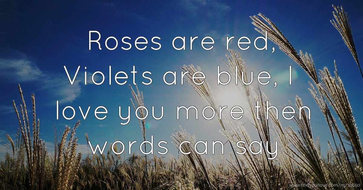 Roses are red, Violets are blue, I love you more then... Text Message by Random_Guy