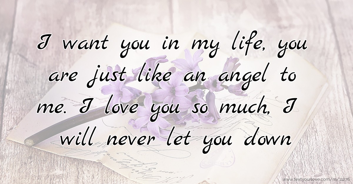 I want you in my life, you are just like an angel to... | Text Message