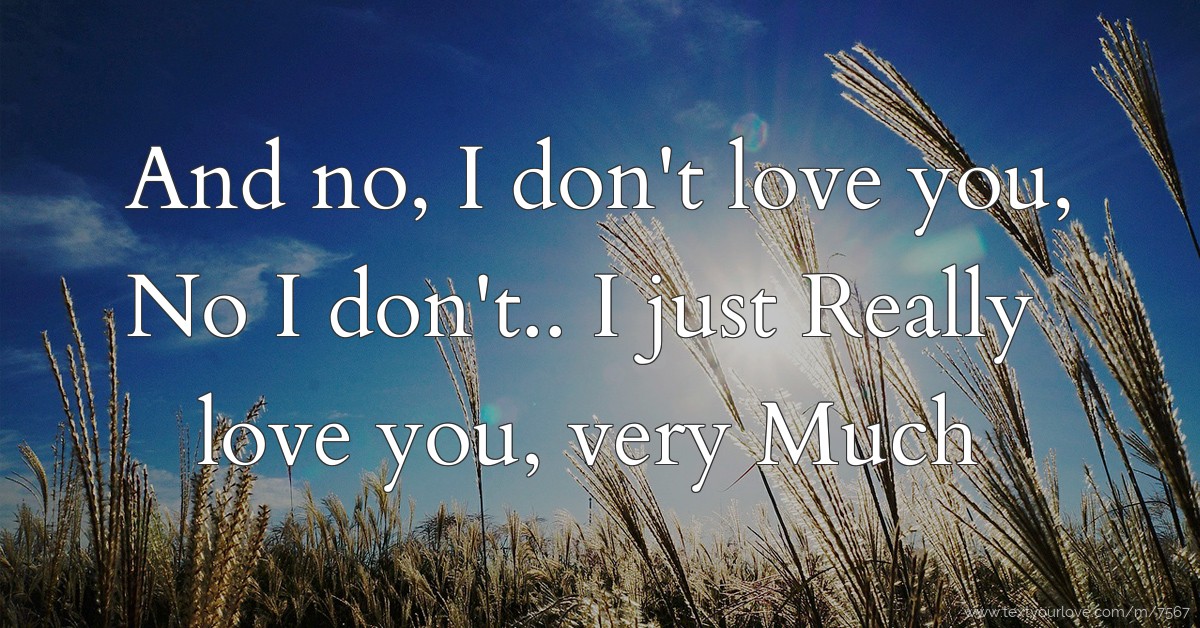 And no, I don't love you, No I don't.. I just Really... Text Message