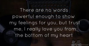 There are no words powerful enough to show my feelings for you, but trust me, I really love you from the bottom of my heart.