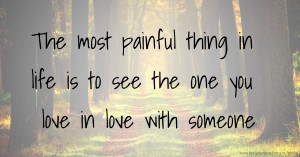 The most painful thing in life is to see the one you love in love with someone