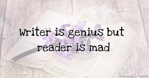 Writer is genius but reader is mad.