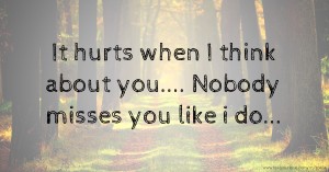 It hurts when I think about you....  Nobody misses you like i do...