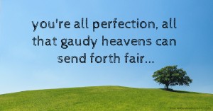 you're all perfection, all that gaudy heavens can send forth fair...