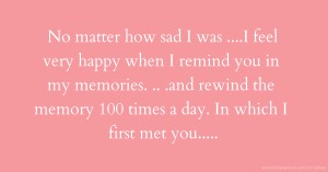 No matter how sad I was ....I feel very happy when I remind you in my memories. .. .and rewind the memory 100 times a day. In which I first met you.....