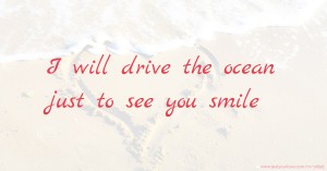 I will drive the ocean just to see you smile.