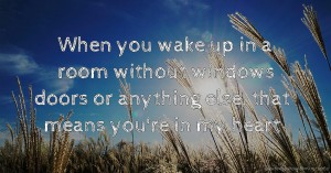 When you wake up in a room without windows doors or anything else, that means you're in my heart