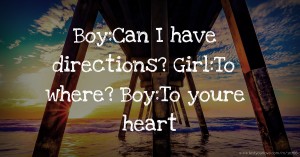 Boy:Can I have directions? Girl:To where? Boy:To youre heart