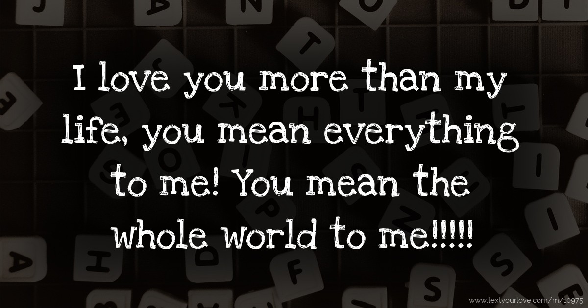 I Love You More Than My Life You Mean Everything To Text Message By Cynthia