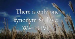 There is only one synonym for love: We=LOVE.