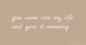 You came into my life and gave it meaning.