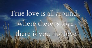 True love is all around.. where there is love there is you my love.