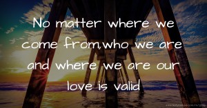 No matter where we come from,who we are and where we are our love is valid.