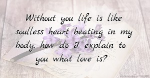 Without you life is like soulless heart beating in my body, how do I explain to you what love is?