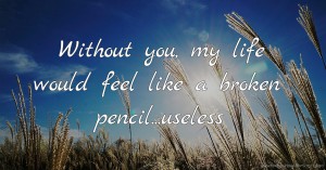 Without you, my life would feel like a broken pencil...useless.