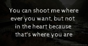 You can shoot me where ever you want, but not in the heart because that's where you are❤️