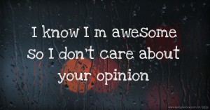 I know I m awesome so I don’t care about your opinion