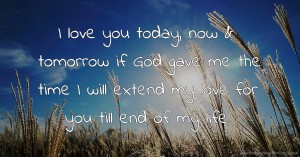 I love you today, now & tomorrow if God gave me the time I will extend my love for you till end of my life.