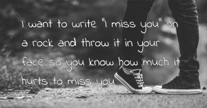 I want to write I miss you on a rock and throw it in your face so you know how much it hurts to miss you
