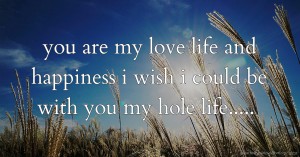 you are my love life and happiness  i wish i could be with you my hole life.....