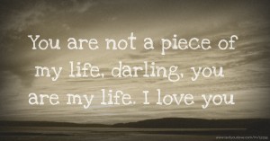 You are not a piece of my life, darling, you are my life. I love you.