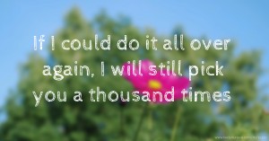 If I could do it all over again, I will still pick you a thousand times.