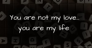 You are not my love... you are my life
