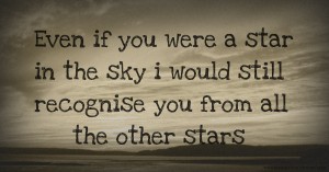 Even if you were a star in the sky i would still recognise you from all the other stars