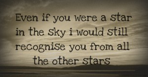 Even if you were a star in the sky i would still recognise you from all the other stars