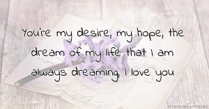 You're my desire, my hope, the dream of my life that I am always dreaming, I love you