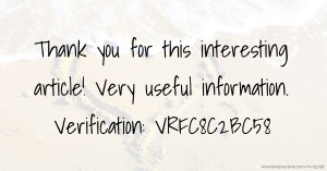 Thank you for this interesting article! Very useful information.  Verification: VRFC8C2BC58