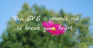Dia EVE i promis not to break your heart