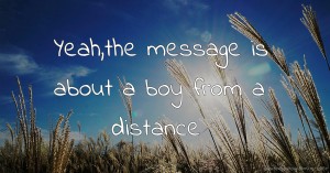 Yeah,the message is about a boy from a distance