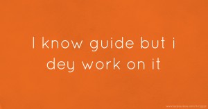 I know guide but i dey work on it