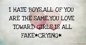 I HATE BOYS,ALL OF YOU ARE THE SAME,YOU LOVE TOWARD GIRLS IS ALL FAKE*CRYING*