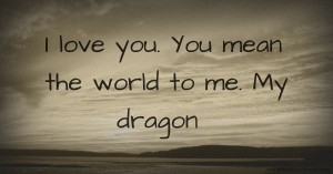 I love you. You mean the world to me. My dragon