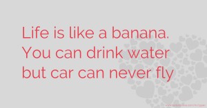 Life is like a banana. You can drink water but car can never fly.