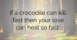 If a crocodile can kill fast then your love can heal so fast