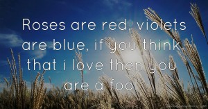 Roses are red, violets are blue, if you think that i love then you are a fool