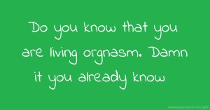 Do you know that you are living orgnasm. Damn it you already know.