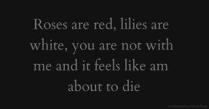 Roses are red, lilies are white, you are not with me and it feels like am about to die