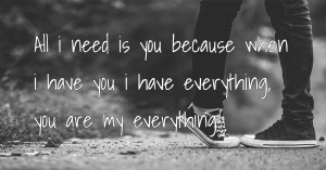 All i need is you because when i have you i have everything, you are my everything.