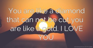 You are like a diamond that can not be cut you are like a gold. I LOVE YOU